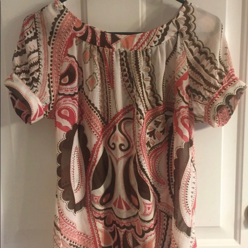 Boho sheer round scoop neck blouse